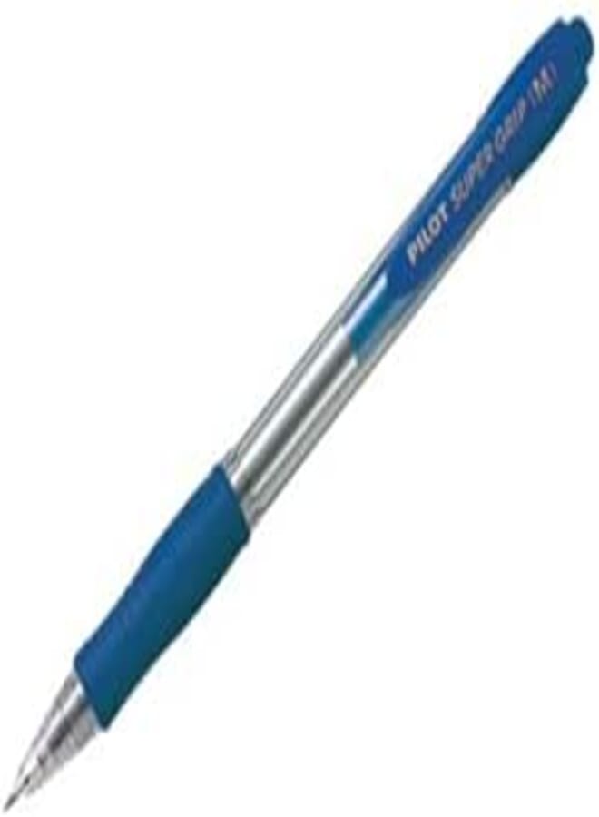 Pilot Super Grip Pack of 12 Refillable Ballpoint Pen Medium Retractable Blue Ink Plastic Body + Grip